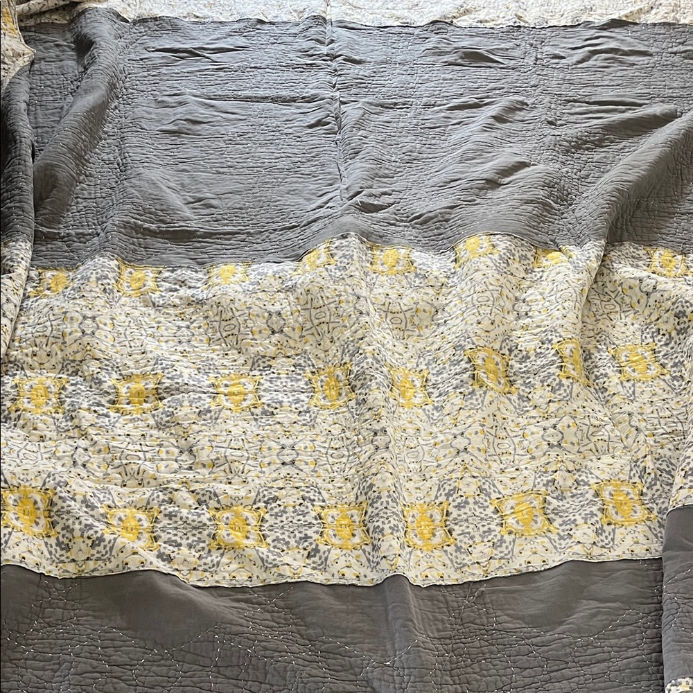 Anthropologie Gray and Yellow Quilted Bedding - Picture 4 of 4